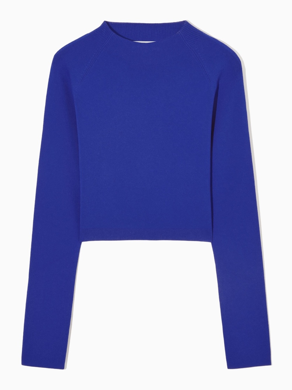 COS Knitted Mock Neck Crop Top in Royal Blue - Size XS